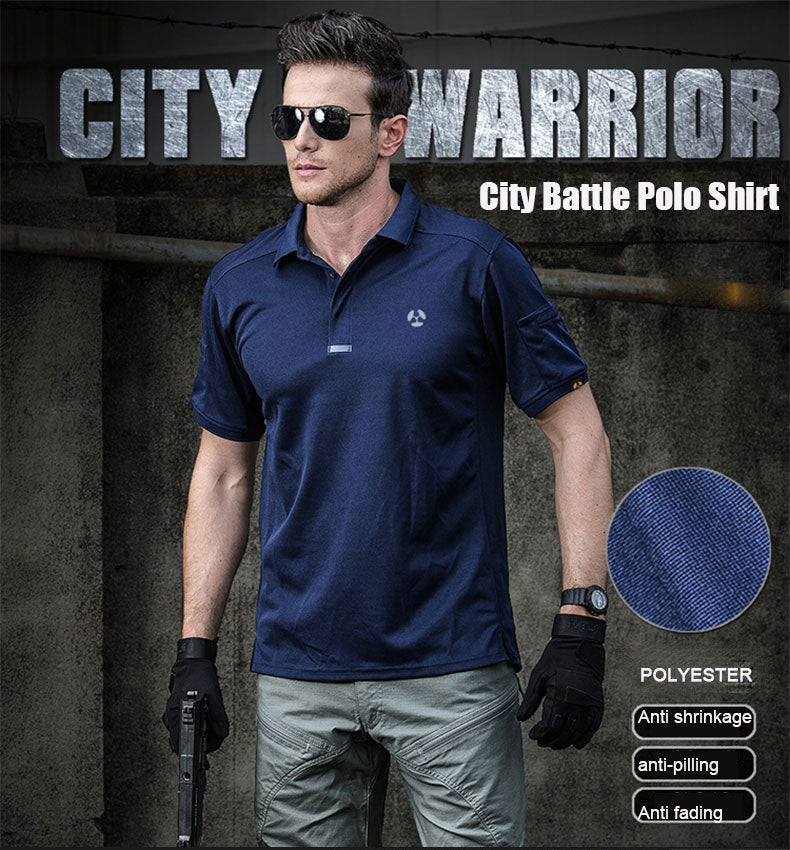 MP-POLO Lapel Polo Shirt, Short Sleeved Outdoor Quick Drying Men's Sports Sweatshirt, Tactical T-shirt, Fitness Training