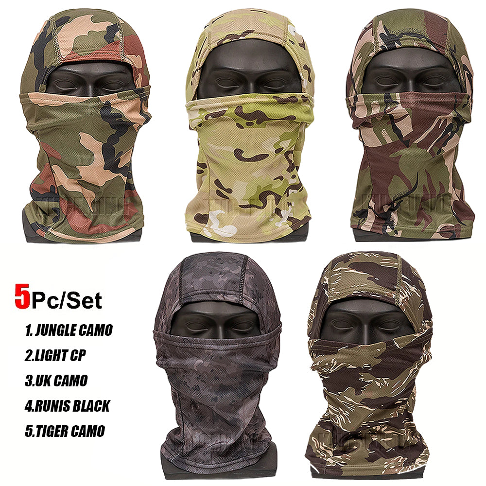 KIICEILING Camouflage Balaclava Mask, Hiking Scarves, Tactical Mask, Thin, Multicam Bandana,