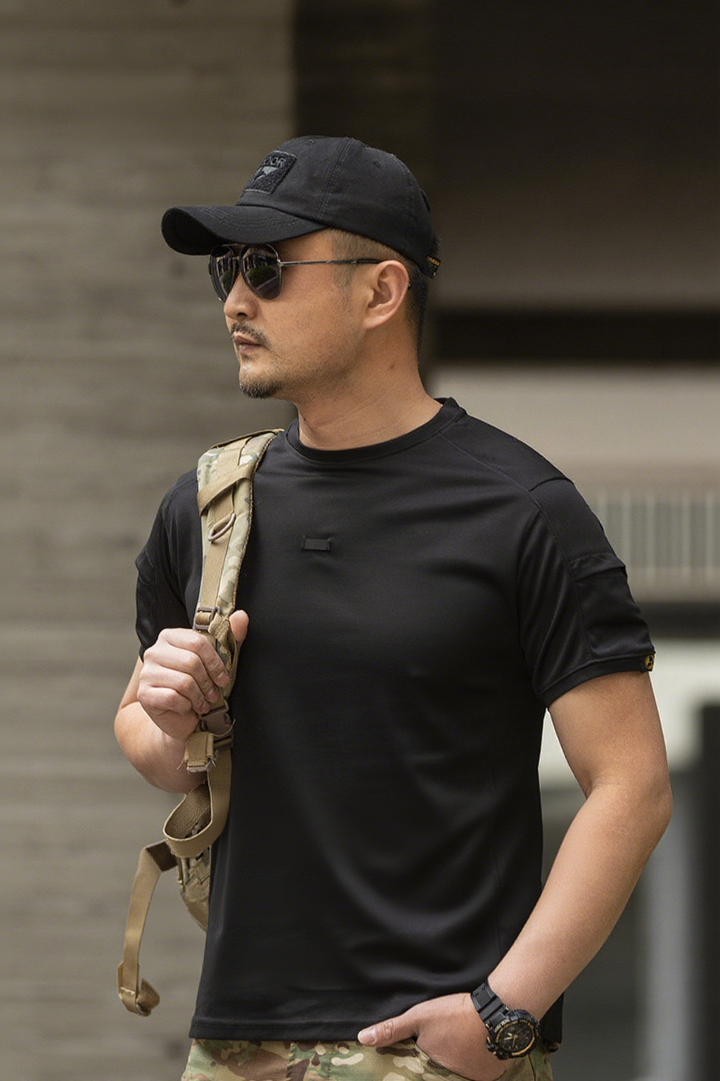 MP-YR Round Neck 2nd Quick Drying Short Sleeved Men's Summer Tactical Outdoor Pocket T-shirt