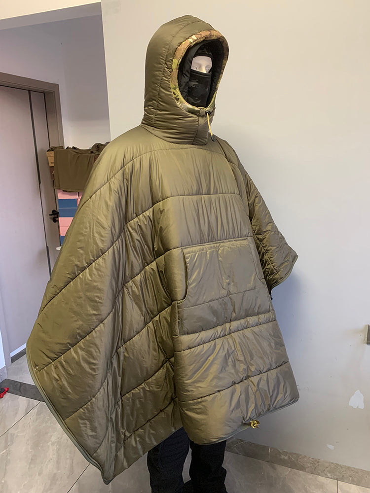 KIICEILING Multicam Camouflage Trench Hunting Clothes Capes Ponchos Tactical Hoodie Men Winter Warm Windproof