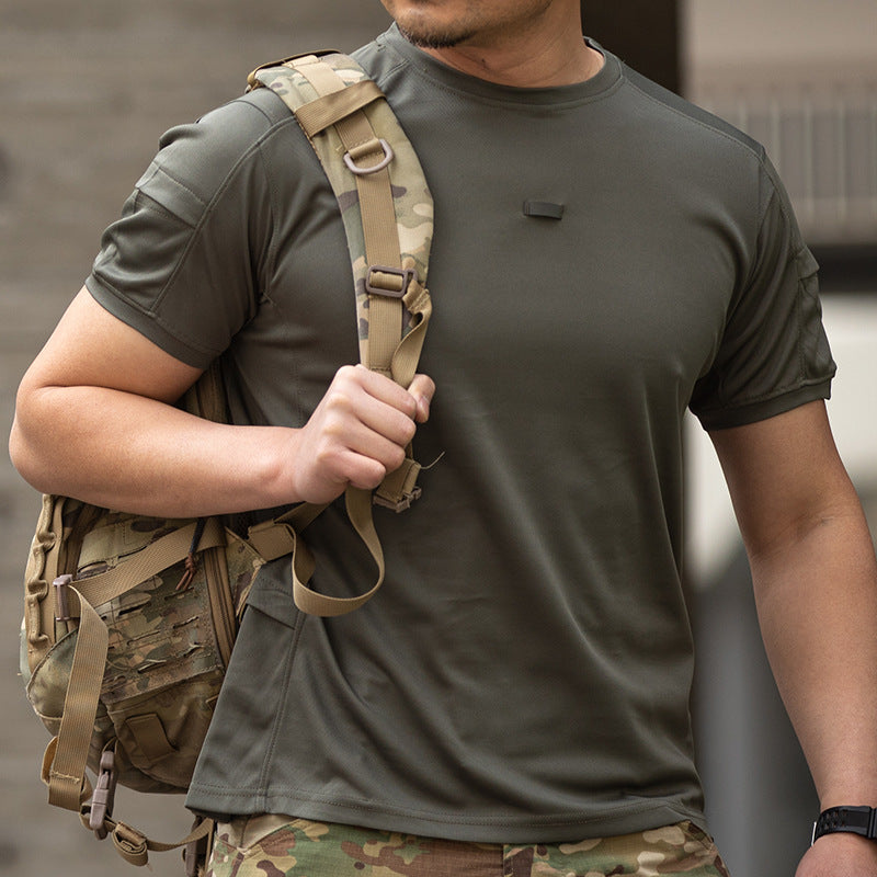 MP-YR Round Neck 2nd Quick Drying Short Sleeved Men's Summer Tactical Outdoor Pocket T-shirt