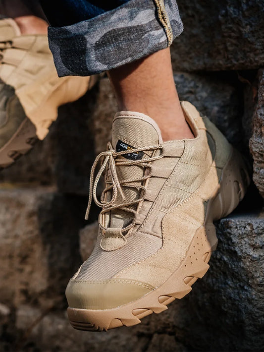 KIICEILING Tactical Boots For Men Low Top Outdoor Sport Trekking Climbing Hiking Shoes Desert Combat Non-Slip Casual Sneakers