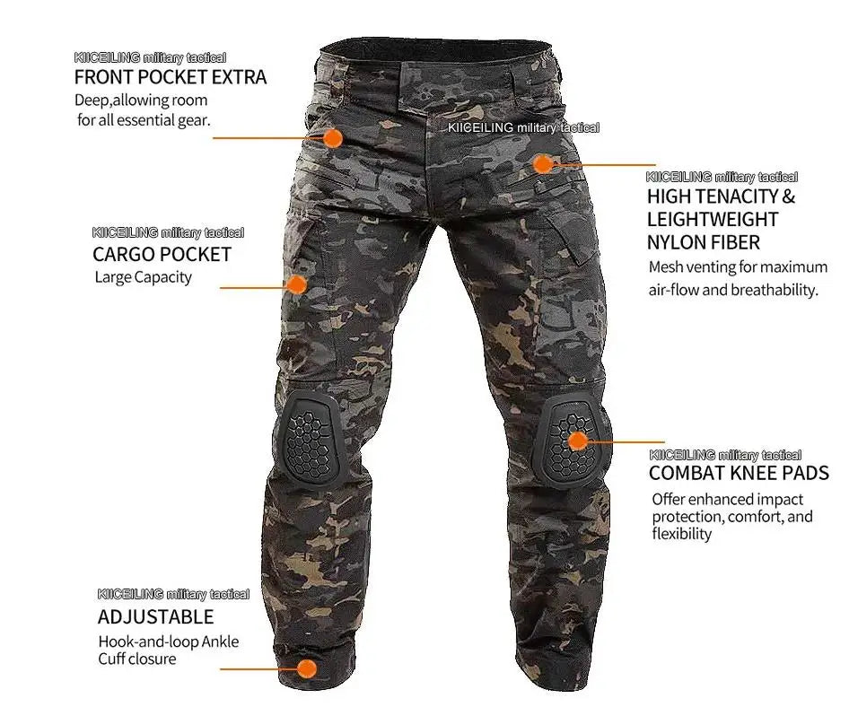 KIICEILING MP-G4 Tactical Pants With Knee Pads