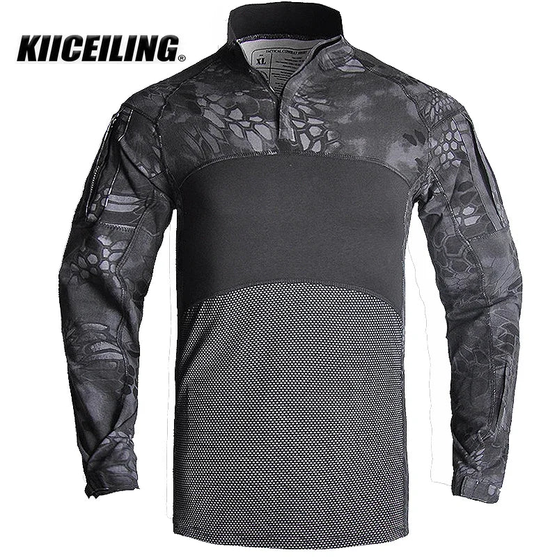KIICEILING-Summer, FG3 Stretch, Men's Long Sleeve Camouflage T-Shirt,