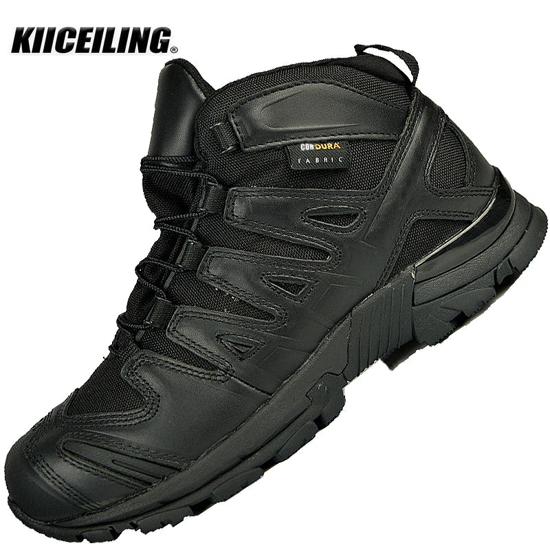 KIICEILING K3D Hiking Shoes Tactical Boots for Men Leather Army Military Boot Combat Desert Male Shoes Work Duty Safety Sneakers