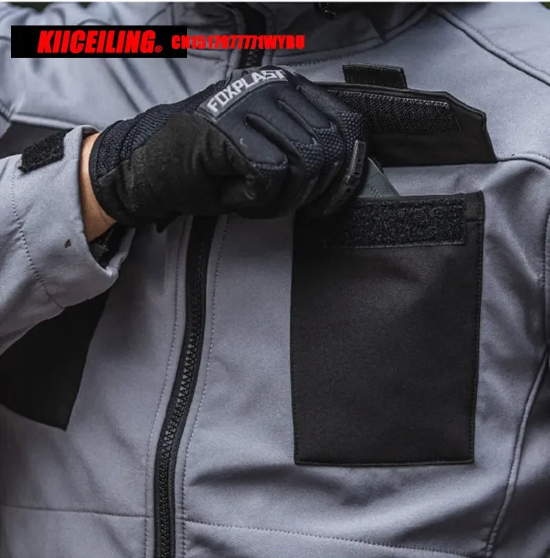 KIICEILING-MP-SJC, Tactical Jackets For Men, Winter, Softshell, Fleece, Coat