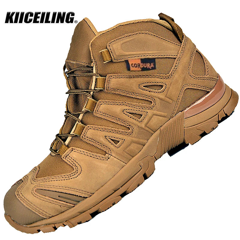 KIICEILING K3D Hiking Shoes Tactical Boots for Men Leather Army Military Boot Combat Desert Male Shoes Work Duty Safety Sneakers