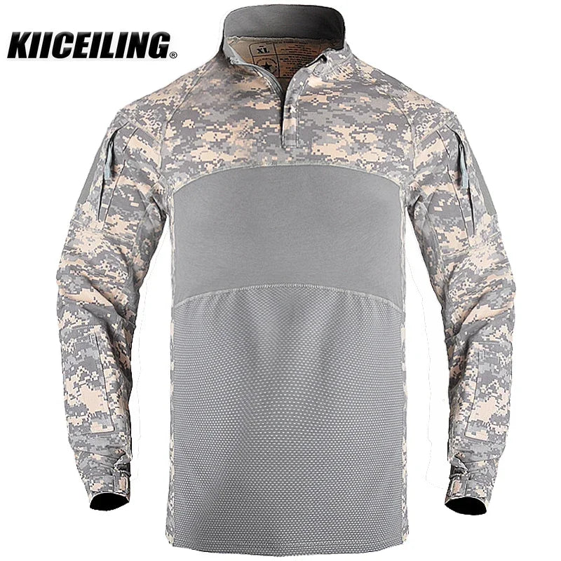 KIICEILING-Summer, FG3 Stretch, Men's Long Sleeve Camouflage T-Shirt,