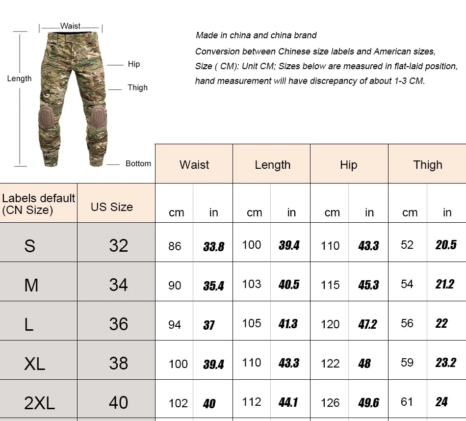 KIICEILING MP-G4 Tactical Pants With Knee Pads