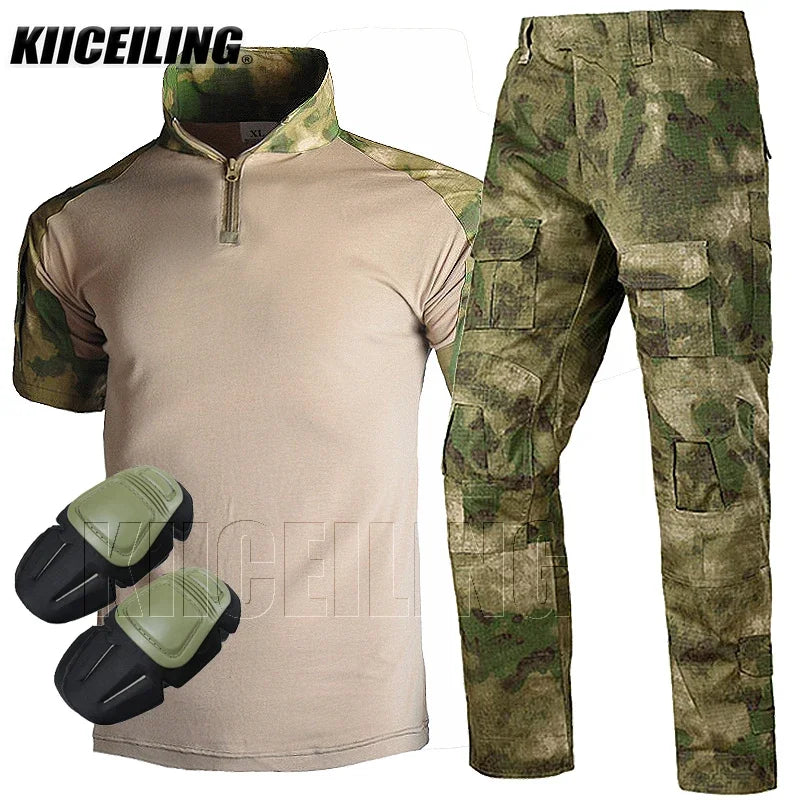 KIICEILING G2 Short Sleeves T-shirt And Pants With Knee Pads (CN S-3XL)