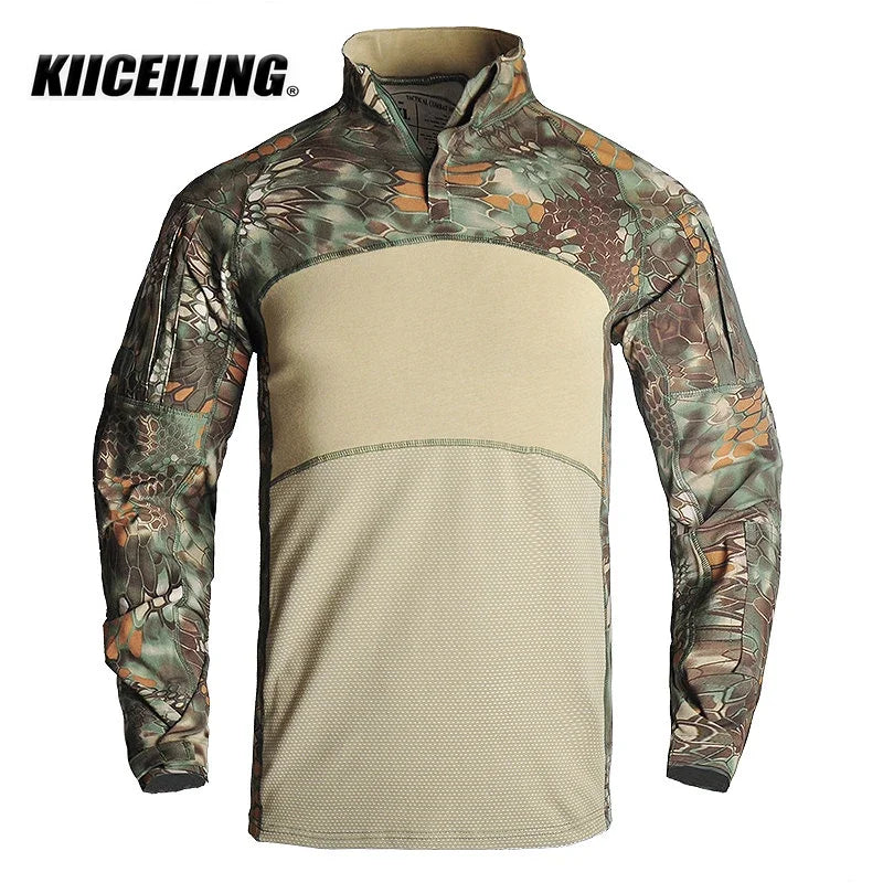 KIICEILING-Summer, FG3 Stretch, Men's Long Sleeve Camouflage T-Shirt,