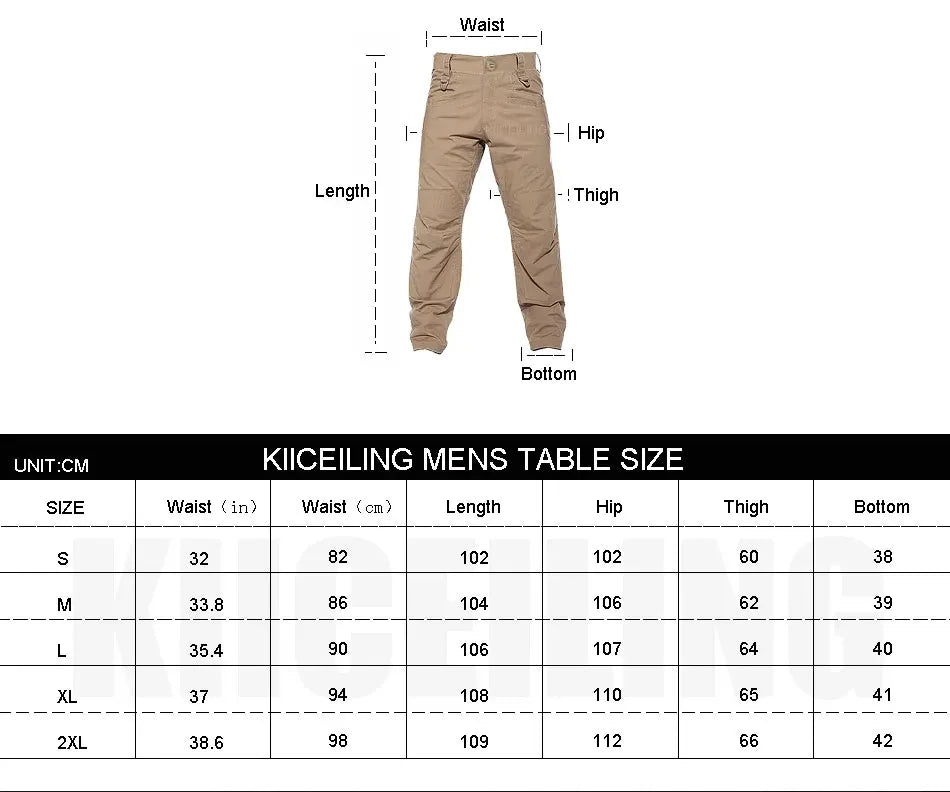 KIICEILING MP-QZ Tactical Pants Stretch Waterproof Ripstop Trousers