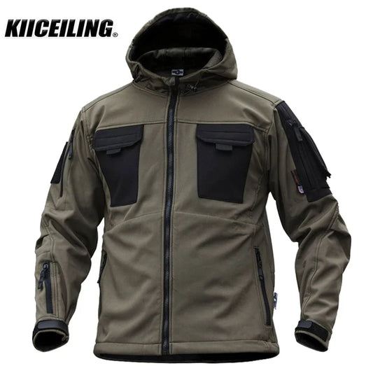 KIICEILING-MP-SJC, Tactical Jackets For Men, Winter, Softshell, Fleece, Coat