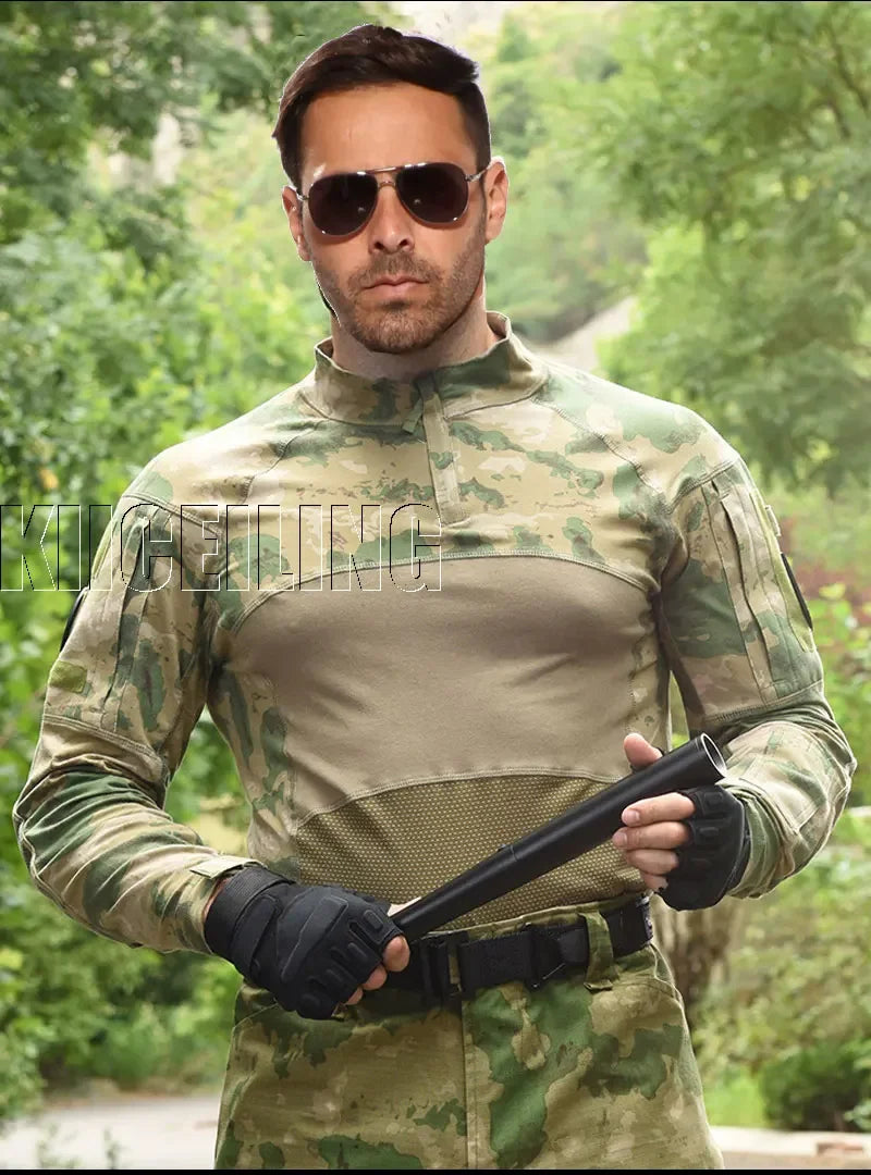 KIICEILING-Summer, FG3 Stretch, Men's Long Sleeve Camouflage T-Shirt,