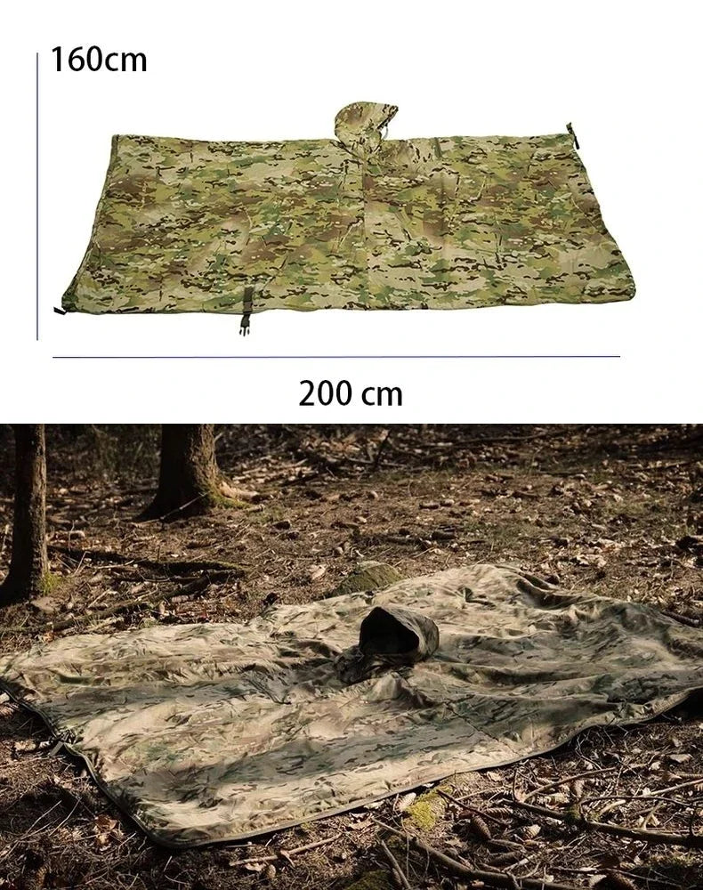KIICEILING Multicam Camouflage Trench Hunting Clothes Capes Ponchos Tactical Hoodie Men Winter Warm Windproof