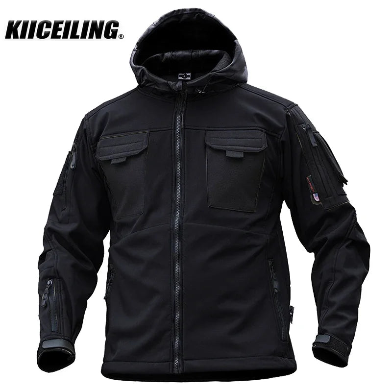 KIICEILING-MP-SJC, Tactical Jackets For Men, Winter, Softshell, Fleece, Coat