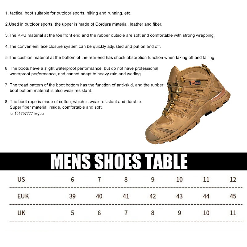 KIICEILING K3D Hiking Shoes Tactical Boots for Men Leather Army Military Boot Combat Desert Male Shoes Work Duty Safety Sneakers
