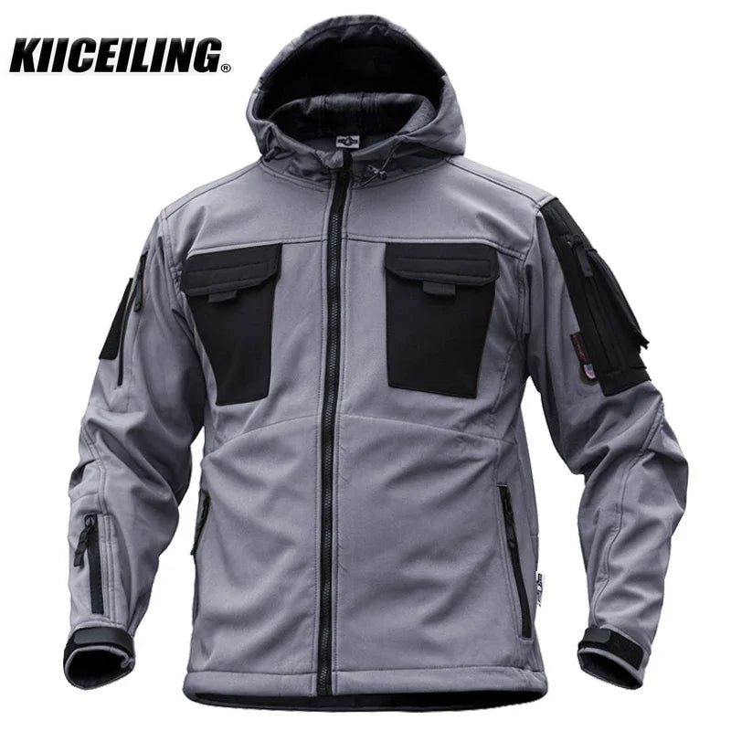 KIICEILING-MP-SJC, Tactical Jackets For Men, Winter, Softshell, Fleece, Coat