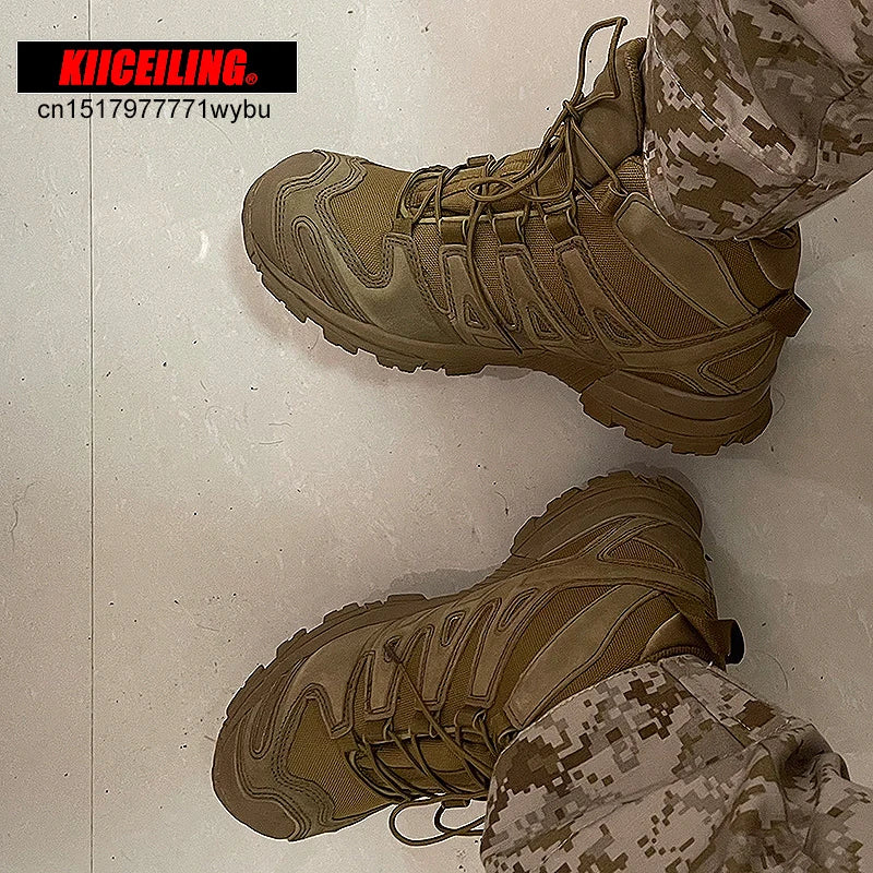 KIICEILING K3D Hiking Shoes Tactical Boots for Men Leather Army Military Boot Combat Desert Male Shoes Work Duty Safety Sneakers