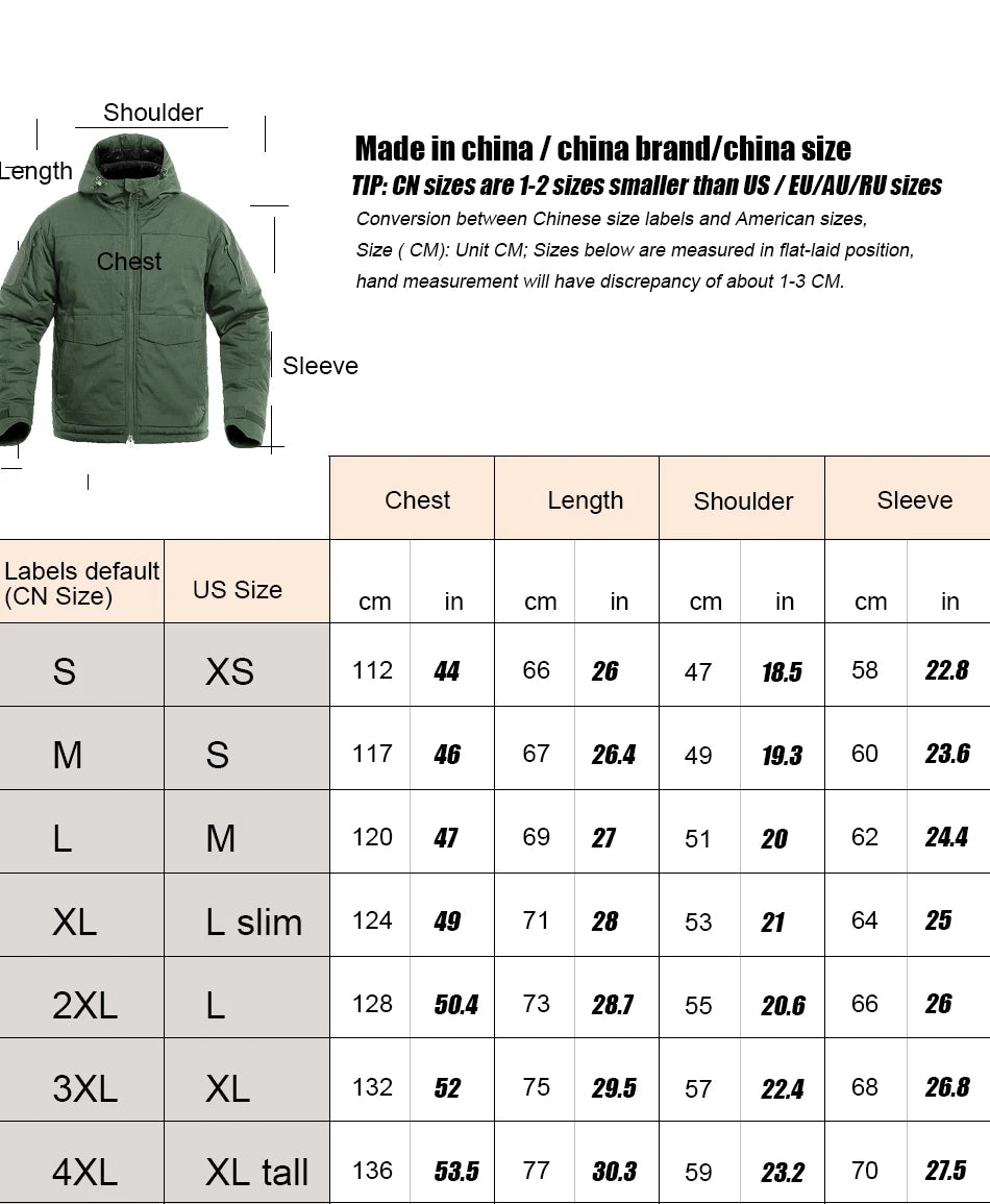 KIICEILING M65 Hiking Down Tactical Jackets for Men Winter Coat