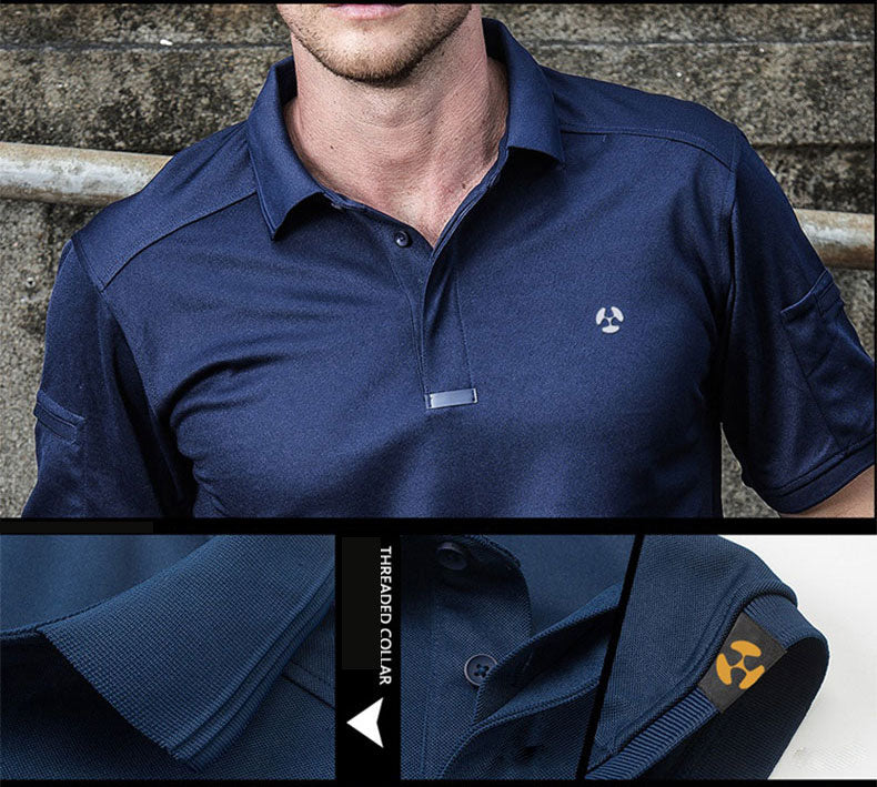 MP-POLO Lapel Polo Shirt, Short Sleeved Outdoor Quick Drying Men's Sports Sweatshirt, Tactical T-shirt, Fitness Training