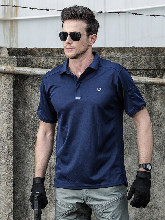 MP-POLO Lapel Polo Shirt, Short Sleeved Outdoor Quick Drying Men's Sports Sweatshirt, Tactical T-shirt, Fitness Training