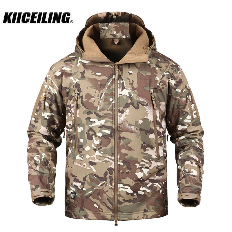 KIICEILING SYP Winter Softshell Fleece lining Jackets With Hooded