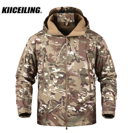 KIICEILING SYP Winter Softshell Fleece lining Jackets With Hooded