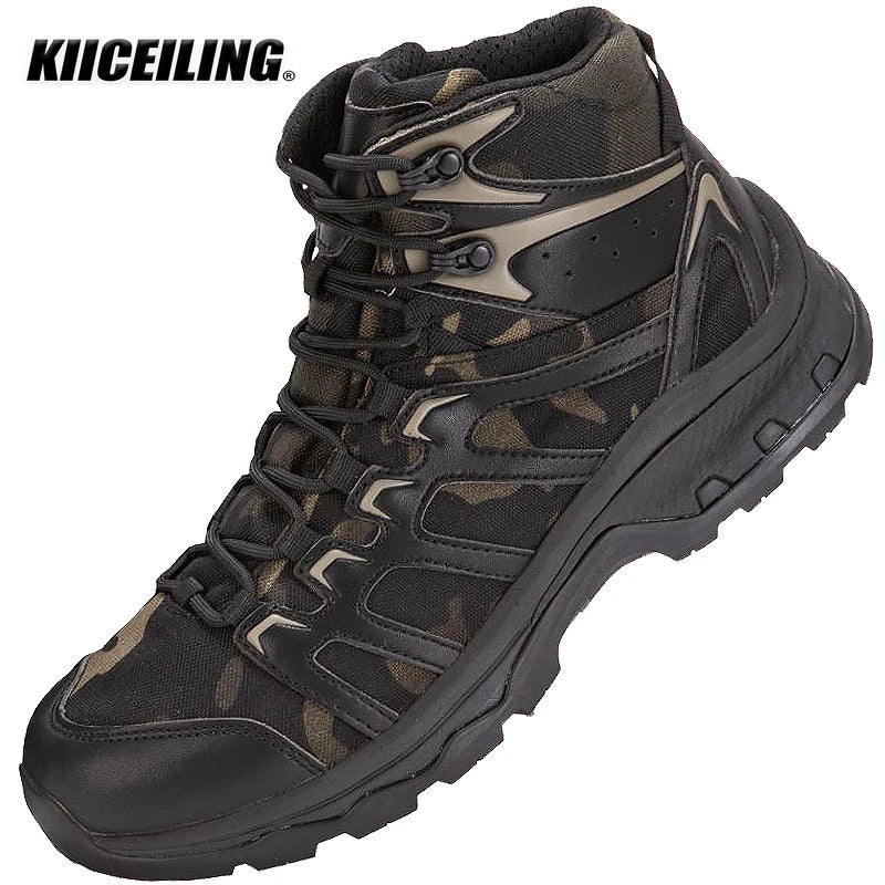 4D Sneakers Multicam Camouflage Men's Military Tactical Boots Mid Top Cow Leather Desert Army Work Safety Snow Male Hiking Shoes
