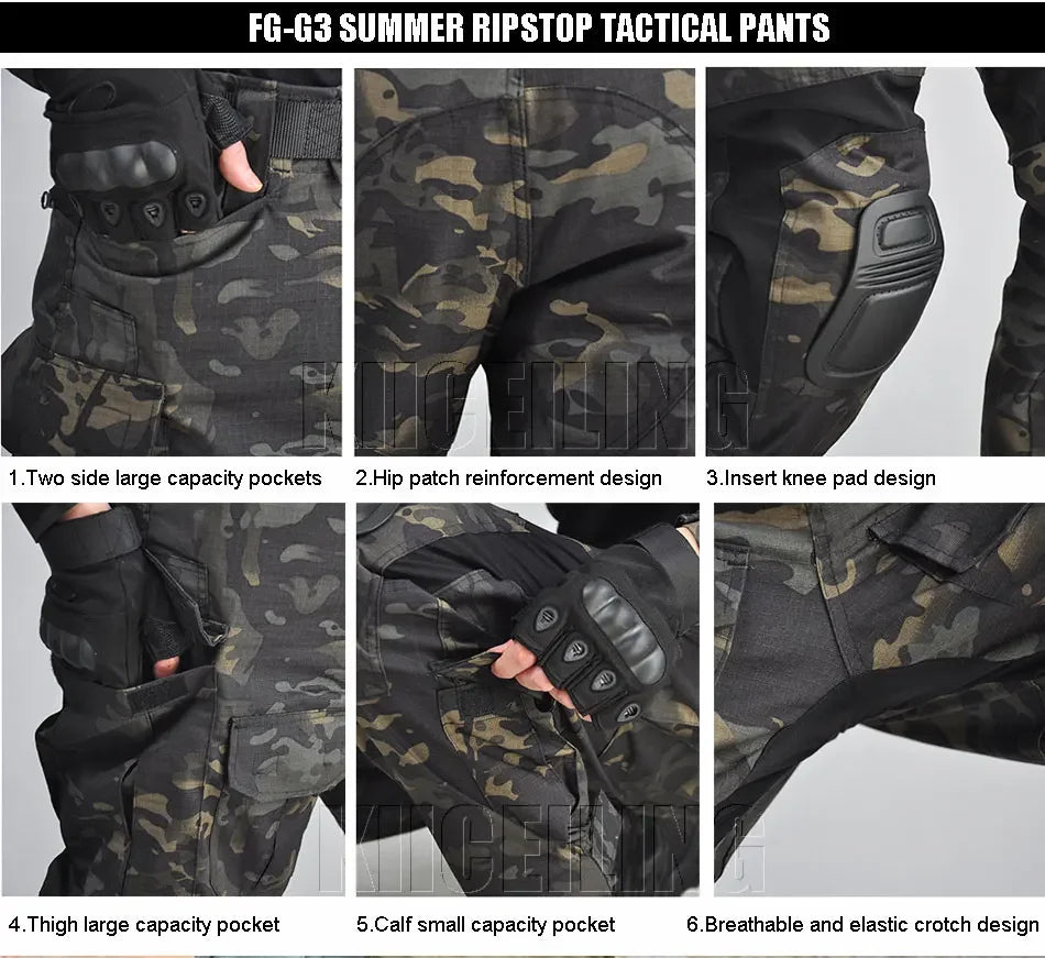 KIICELING Summer G3 Stretch Patch , Combat Pants With Knee Pads