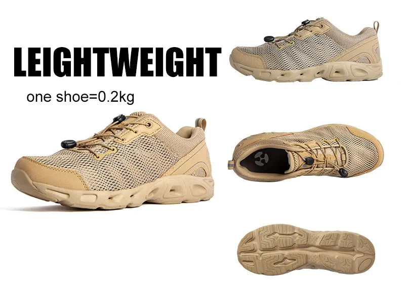 KIICEILING Summer Hiking Shoes Tactical Boots for Men Mesh Breathable Beach Upstream Sneakers Military Army Sport Trekking Shoe
