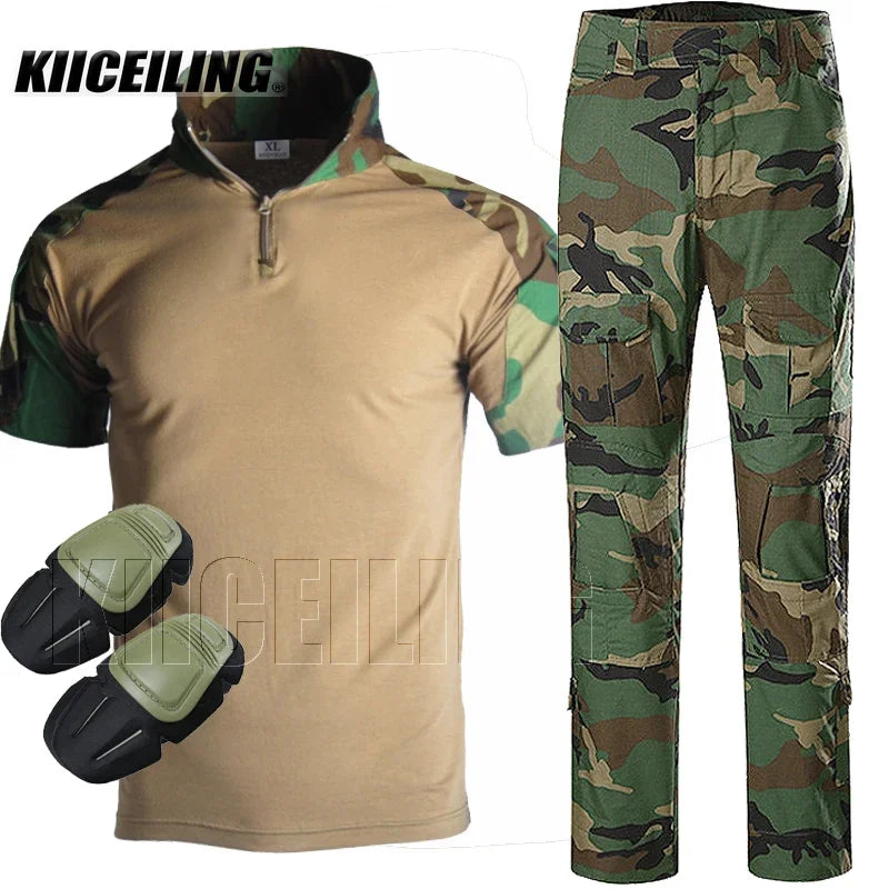 KIICEILING G2 Short Sleeves T-shirt And Pants With Knee Pads (CN S-3XL)