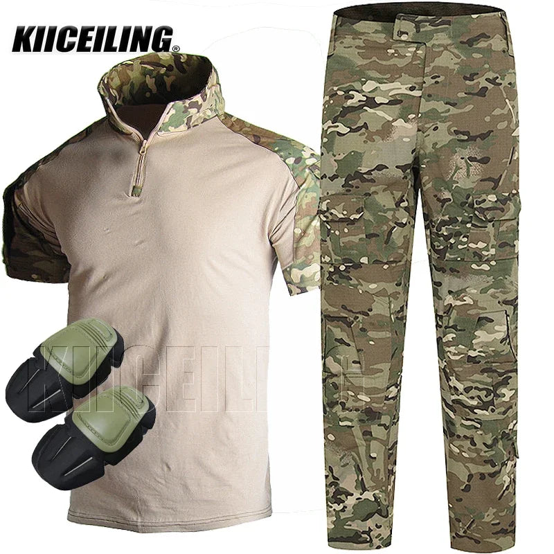 KIICEILING G2 Short Sleeves T-shirt And Pants With Knee Pads (CN S-3XL)