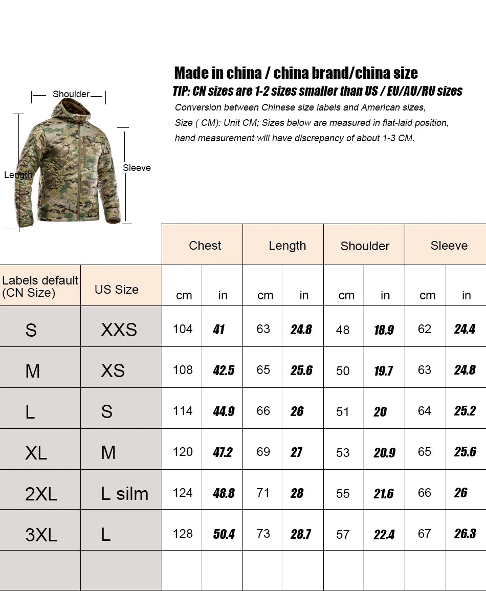 KIICEILING MP-ESG Hiking Down Tactical Jackets For Men Winter Warm Coat