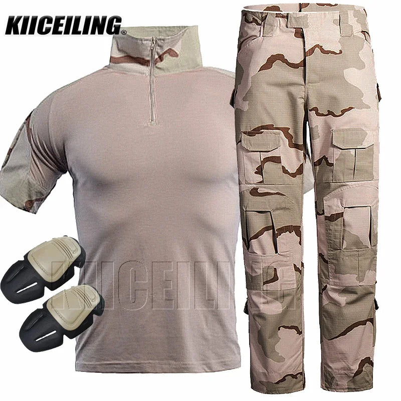 KIICEILING G2 Short Sleeves T-shirt And Pants With Knee Pads (CN S-3XL)
