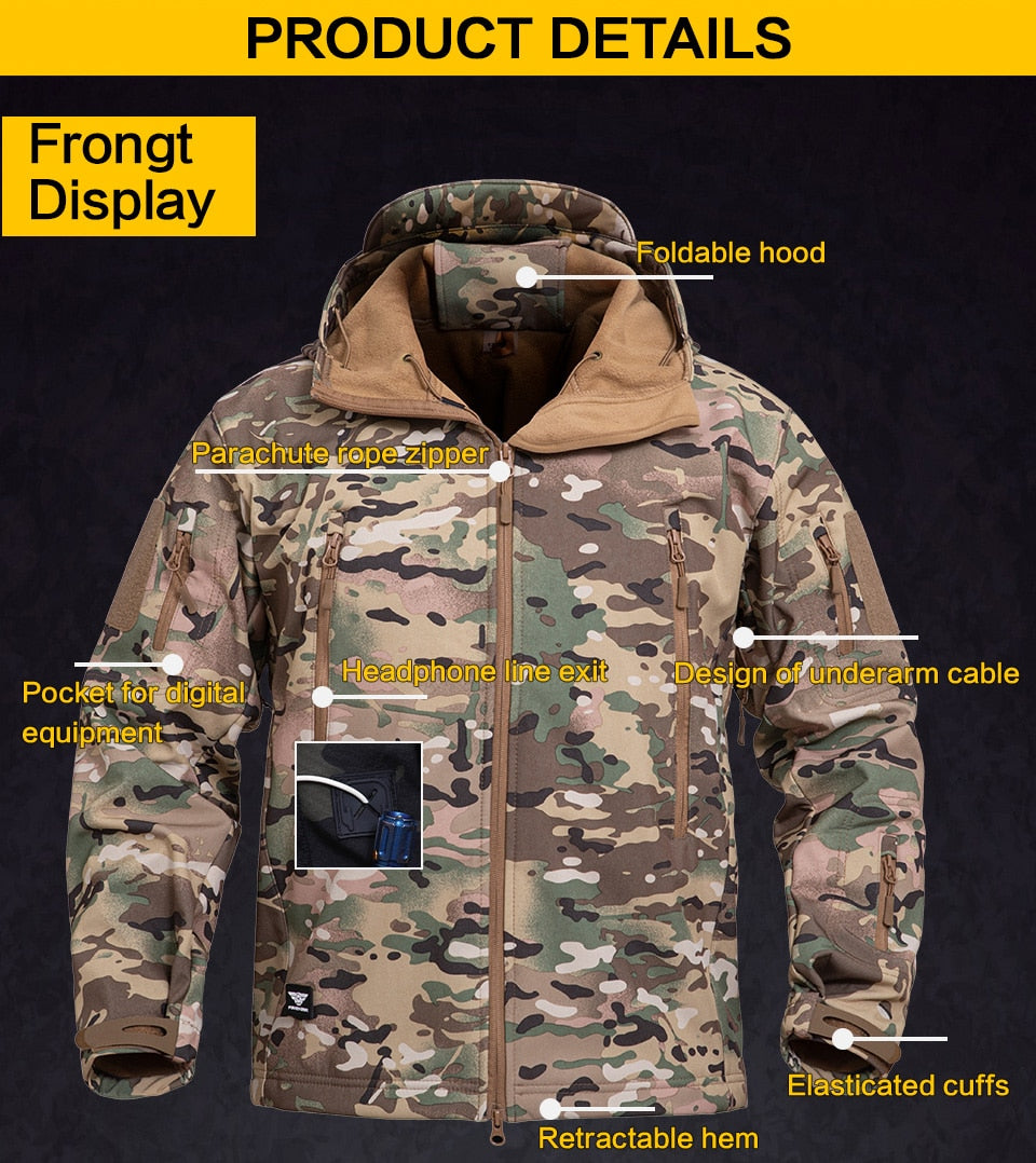KIICEILING SYP Winter Softshell Fleece lining Jackets With Hooded